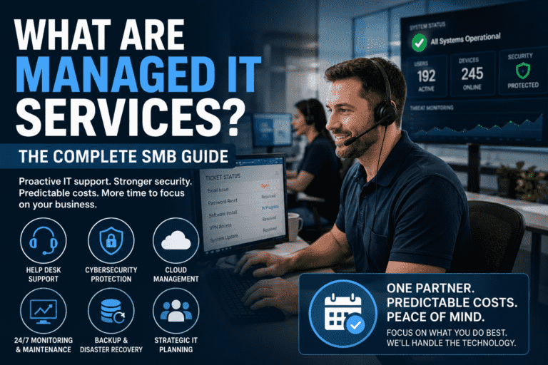 Managed IT services professional providing proactive IT support, cybersecurity monitoring, cloud management, and help desk services for small businesses.